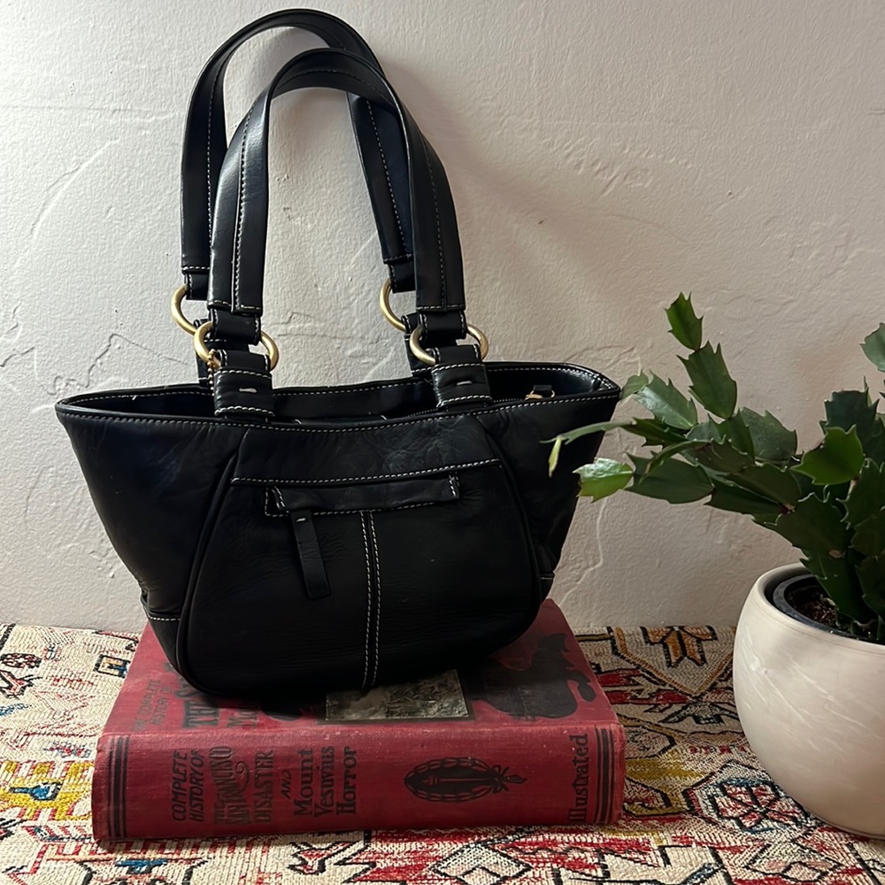 Liz Black Leather bag - thick beautiful leather.  Small/Medium leather handbag.